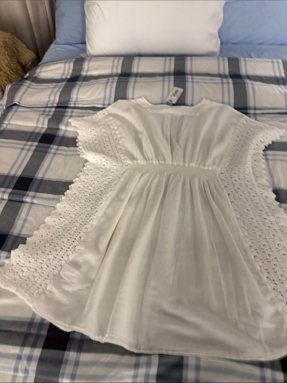 White Crochet Sleeve Boho Tunic Resort Wear